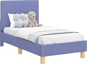 vidaXL Cadru de pat pentru copii cu spătar Albastru Jeans 70 x 140 cm