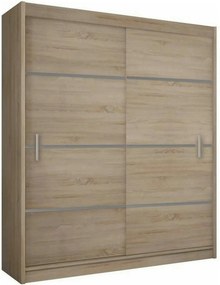 Dulap MERINA, PAL, stejar sonoma/gri, PAL melaminat, cu 2 usi, 150x60x