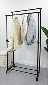 Suport pentru haine negru cu roți din metal 80x160x42 cm Roald – Yes Everyday
