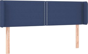 vidaXL Tăblie de pat cu aripioare, albastru, 147x16x78/88 cm textil