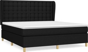 vidaXL Pat box spring cu saltea, negru, 180x200 cm, catifea
