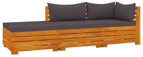 3087330 vidaXL Set mobilier de grădină cu perne, 3 piese, lemn masiv acacia