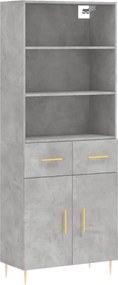 vidaXL Dulap înalt, gri beton, 69,5x34x180, lemn compozit