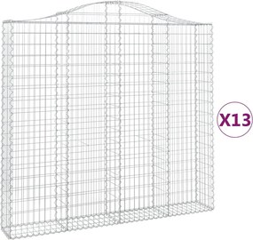 vidaXL Coșuri gabion arcuite 13 buc, 200x30x180/200cm, fier galvanizat