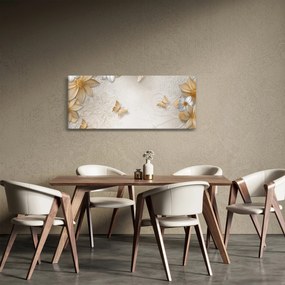 Tablou - Flori cu fluturi (120x50 cm)