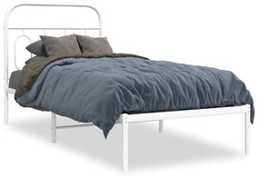 377159 vidaXL Cadru pat metalic cu tăblie, alb, 90x200 cm