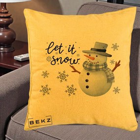 Perna Decorativa Let It Snow Om de Zapada, 40x40 cm, Galben, Husa Detasabila, Perna Inclusa, BEKZ®