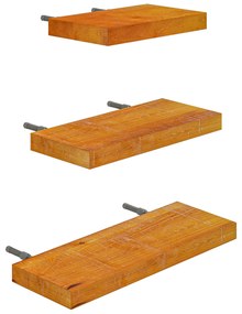 HOMCOM Set de 3 Rafturi de Perete din Lemn de Pin pentru Sufragerie, Dormitor si Studiou, 30/40/50x18x3.6cm, Maro | Aosom Romania