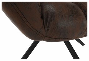 Fotoliu de design rotativ, maro ţesătură cu efect de piele întoarsă/negru, KOMODO