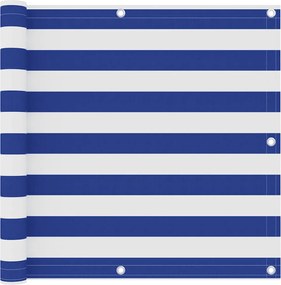 vidaXL Paravan de balcon, alb și albastru, 90x500 cm, țesătură oxford