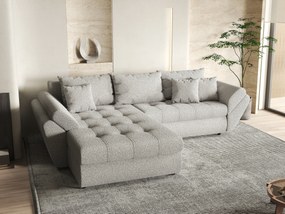 Colțar extensibil dumonde cu ladă de depozitare si sezut confortabil din spuma high-density, Loana Euphoria Dove 270x185 cm