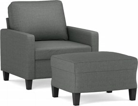 vidaXL Fotoliu canapea cu taburet, gri închis, 60 cm, textil