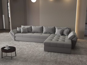 Colțar extensibil dumonde cu ladă de depozitare si sezut confortabil din spuma high-density, Loana XL Royal Gri II 335x185 cm
