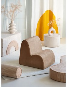 Fotoliu de copii maro cu tapițerie din catifea reiată Cloud – Wigiwama