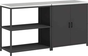 vidaXL Set de depozitare pentru bucătărie cu raft cu ușă 2 pcs Negru