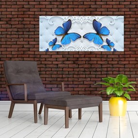 Tablou - Fluturi albaștri (120x50 cm)
