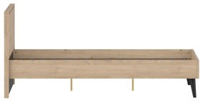 Pat matrimonial în culoare naturală cu aspect de lemn de stejar cu somieră 140x200 cm Ry – Tvilum