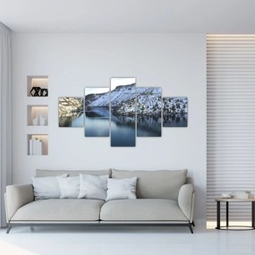 Tablou - peisaj de iarnă cu lac (125x70 cm), în 40 de alte dimensiuni noi