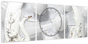 Tablou - Lebăda de aur pe apă (cu ceas) (90x30 cm)