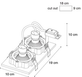 Spot integrat bronz închis dreptunghiular 2 lumini inclinabil și rotativ - Qure