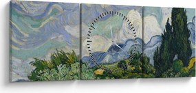 Tablou - Vincent van Gogh, Wheat Field with Cypresses, reproducere (cu ceas) (90x30 cm)