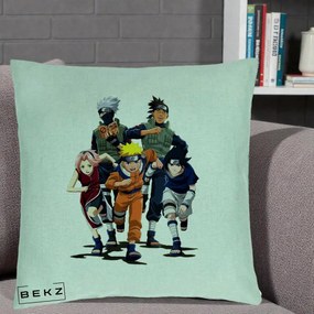 Perna Personalizata Naruto Echipa 7 Kakashi Sensei, 40x40 cm, Verde Menta, Husa Detasabila, Perna Inclusa, BEKZ®