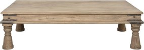 Măsuță de cafea dreptunghiulară din lemn masiv, natur, cu picioare în formă de balustru, finisaj mat, 45 x 170 x 107 cm, „Rostin” – Ethnic Collections