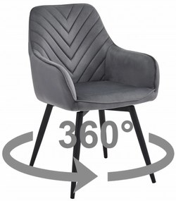 Scaun de masa rotativ NANA360 VELVET, gri inchis