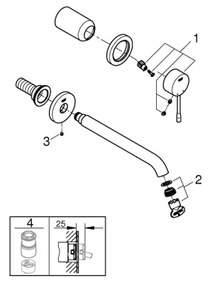 GROHE 19967GL1 - Baterie pentru lavoar ESSENCE 230 mm, montaj pe două găuri, finisaj auriu