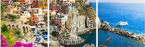Tablou - Satul italian Manarola (cu ceas) (90x30 cm)