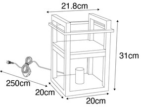 Lampă de masă industrială neagră cu lemn - Cage Rack