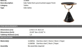 Masuta laterala design LUX Park Lane, cupru/ negru 113805 HZ