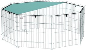 PawHut Parc pentru câini, țarc 8 panouri cu acoperiș, modular și pliabil, țarc portabil 60H cm cu ușă argintiu verde | Aosom Romania