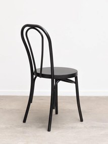 Scaun dining din metal, negru, cu spătar în buclă dublă și șezut rotund, 89 x 39 x 47 cm, „Medley”