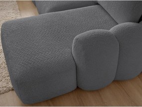 Colțar gri extensibil/cu spațiu de depozitare cu tapițerie din țesătură bouclé (cu colț pe partea dreaptă/cu șezlong) Montaigne – Bobochic Paris