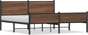 vidaXL Cadru de pat metalic fără saltea, stejar maro, 160x200 cm