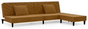 3081840 vidaXL Canapea extensibilă 2 locuri, 2 perne&taburet, maro, catifea