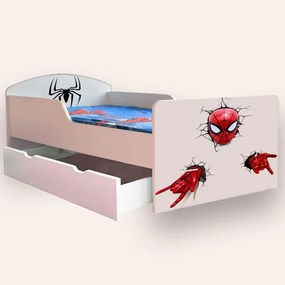Patut copii de gradinita cu Spider Man Mic 2-6 ani 130x60 cm varianta cu sertar si saltea SafeNest CMG51900409905492