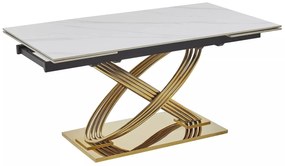 Masa extensibila Hermes II marmura alba/auriu L160-240xl90 cm
