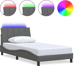 vidaXL Cadru de pat fără saltea, Hanko, gri închis, 100x200 cm, textil