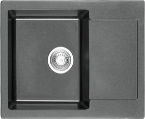 Chiuveta compozit Inter Ceramic finisaj granit gri 62x50 cm cu picurator