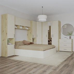 Set dormitor Malmo V6, Pat 200 x 140 cm, Stejar Artisan/Argila