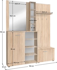 Set pentru anticameră, stejar sonoma, FANDU