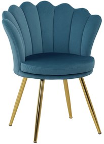 HOMCOM Fotoliu coquillage fotoliu de coafură fotoliu din catifea fotoliu de salon cu picioare din metal dorat bleu | Aosom Romania