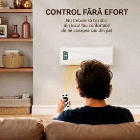 HOMCOM Încălzitor de Perete 2000 W cu 3 Moduri și Telecomandă, Alb | Aosom Romania