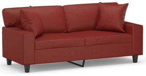 3153063 vidaXL Canapea 2 locuri, perne&pernuțe roșu vin 140 cm piele ecologică