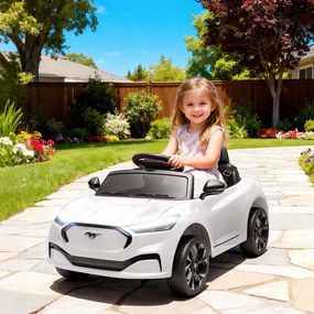 AIYAPLAY Mașină electrică pentru copii Ford Mustang Mach-E sub licență oficială 12 V telecomandă 2,4 G 2 motoare 92x55x44cm alb | Aosom Romania
