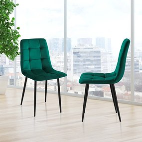 Scaune de dining verde 2 buc. din catifea Faffy – Tomasucci