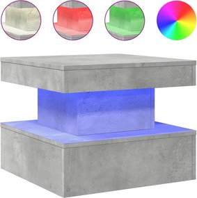 vidaXL Măsuță de cafea cu lumini LED, gri beton, 50x50x40 cm