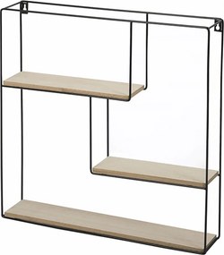 Raft DESIO TYPUL 1, stejar natural/negru, lemn/metal, 50x10x50 cm